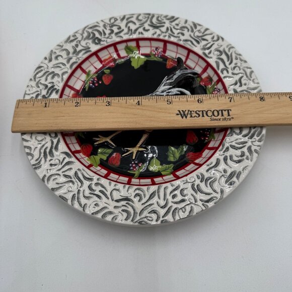 Vintage Bella Casa by Ganz Hand Painted Hen Chicken 3D Wall Plate Decor black wh - Picture 13 of 15